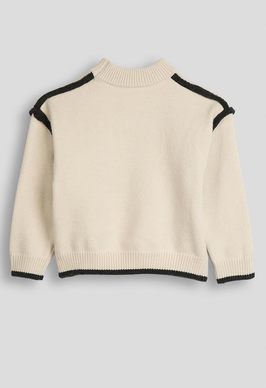 Pop Candy - Knit whipstitch contrast sweater - cream