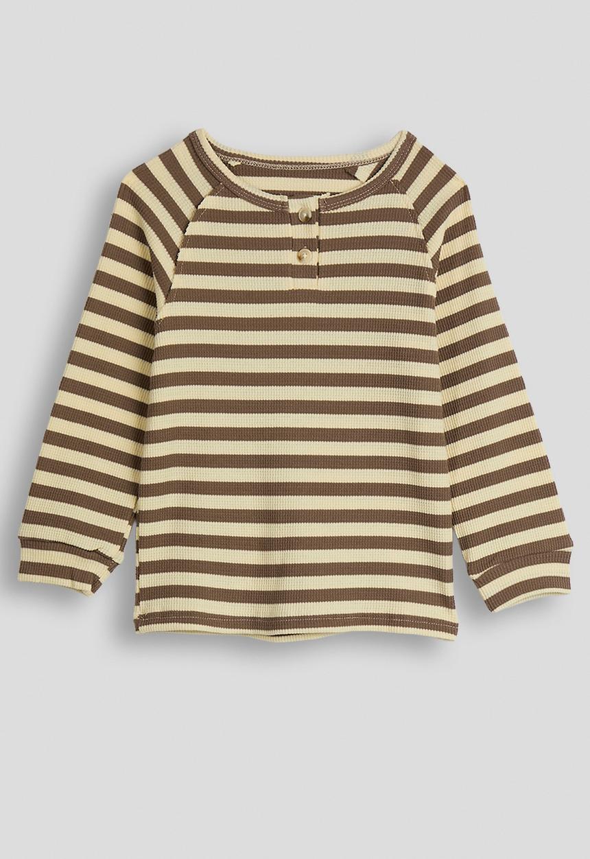 Pop Candy - Henley-style knit top - brown stripe