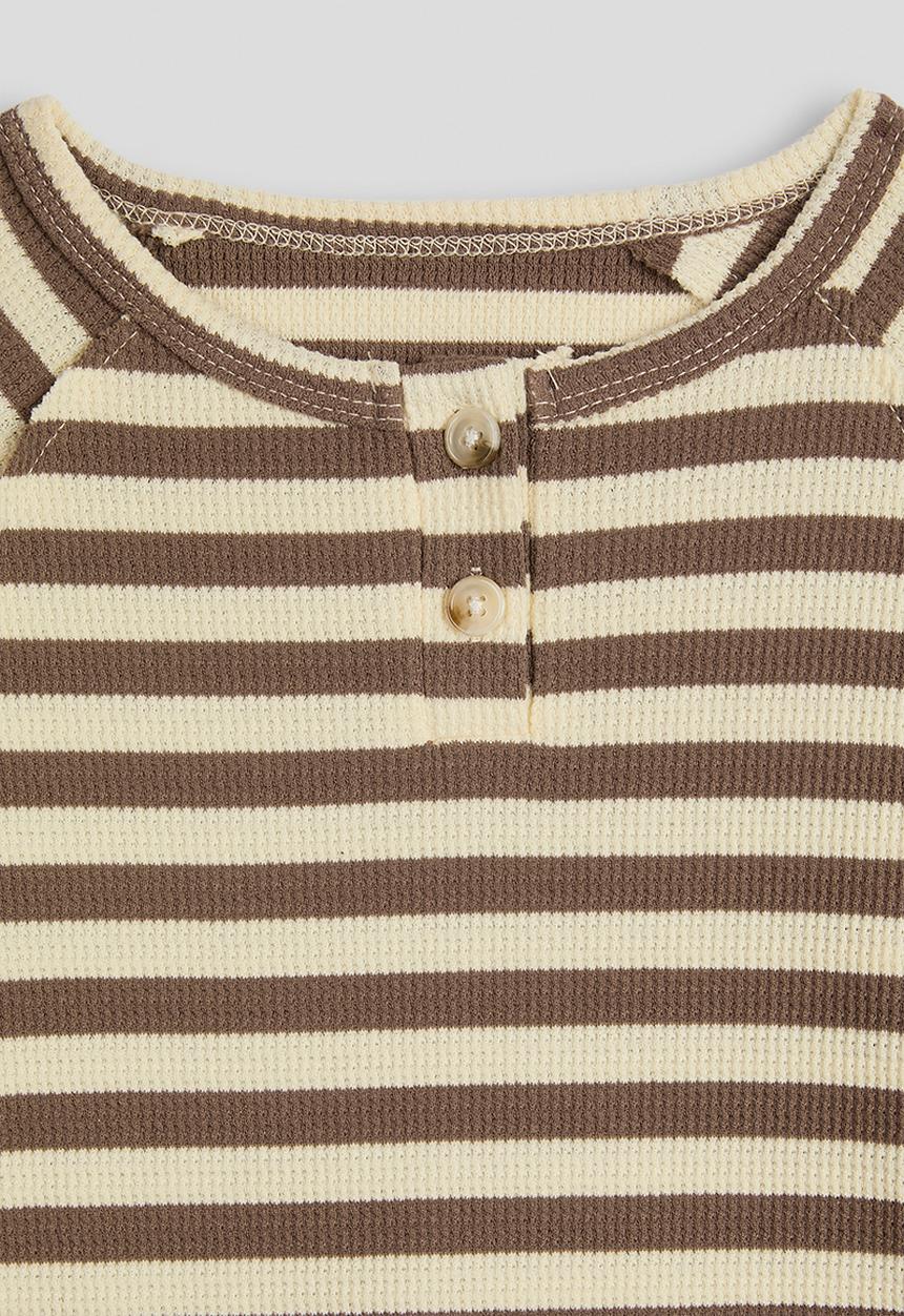 Pop Candy - Henley-style knit top - brown stripe
