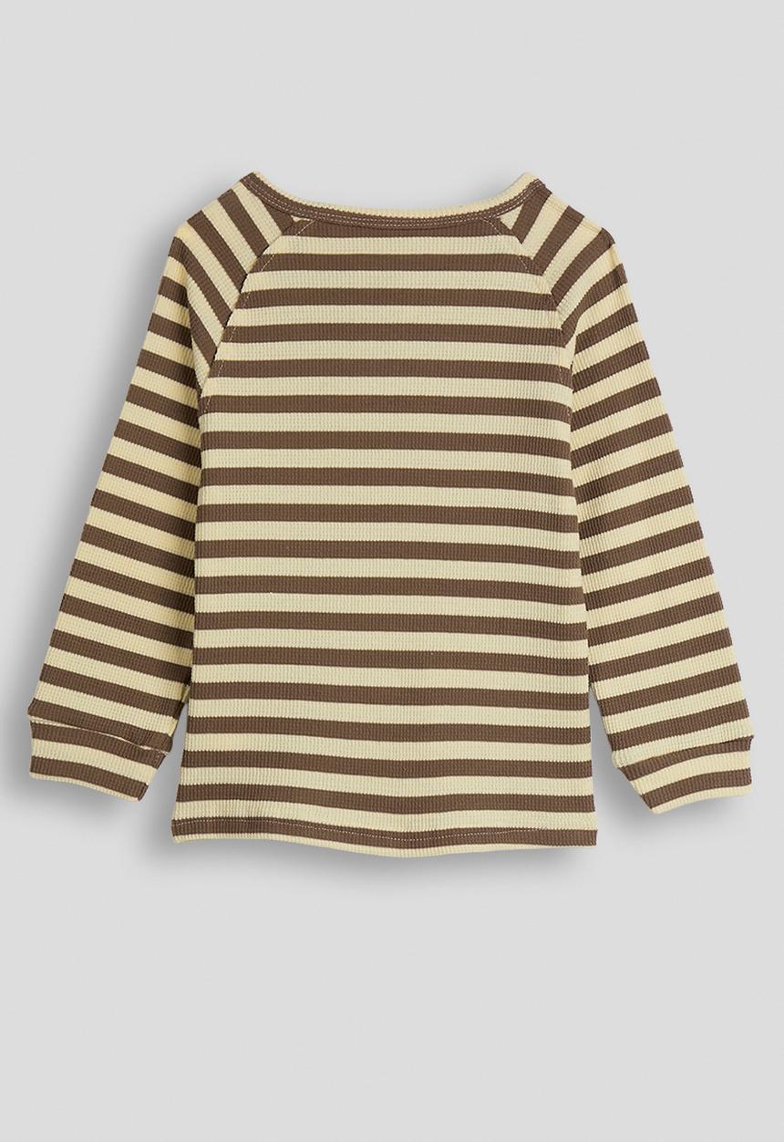 Pop Candy - Henley-style knit top - brown stripe