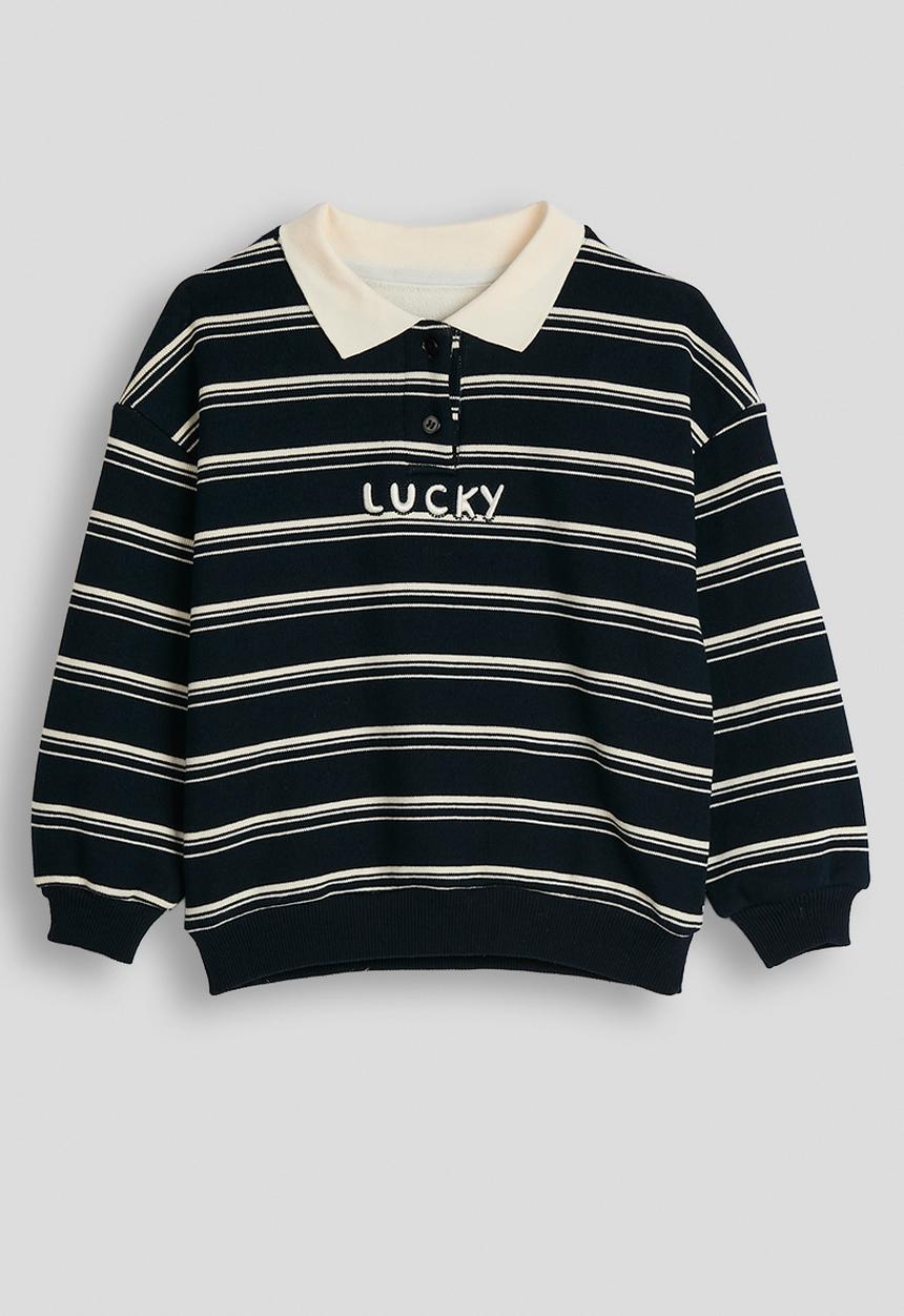 Pop Candy - Rugby jersey-style sweatshirt - navy/cream stripes