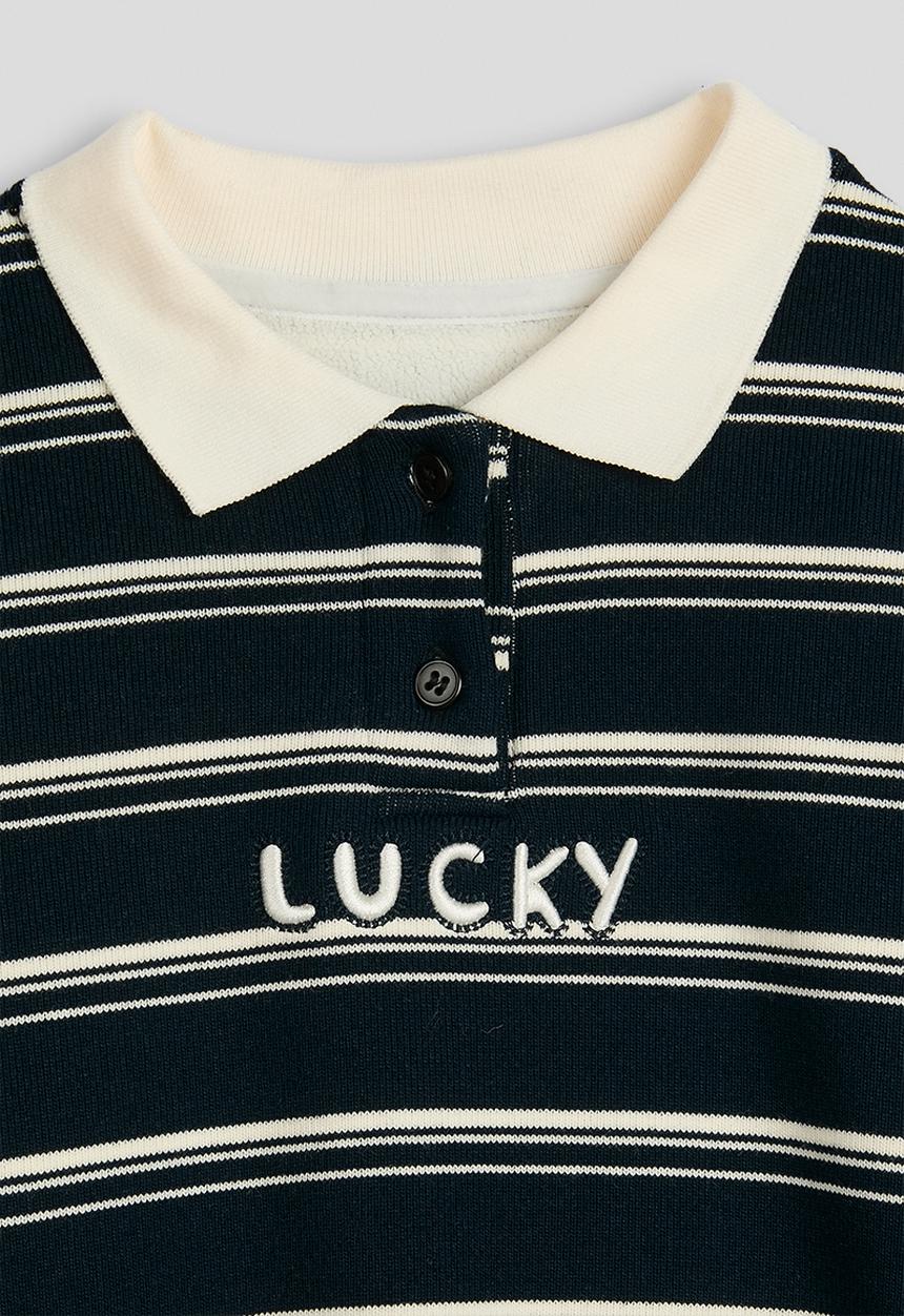 Pop Candy - Rugby jersey-style sweatshirt - navy/cream stripes