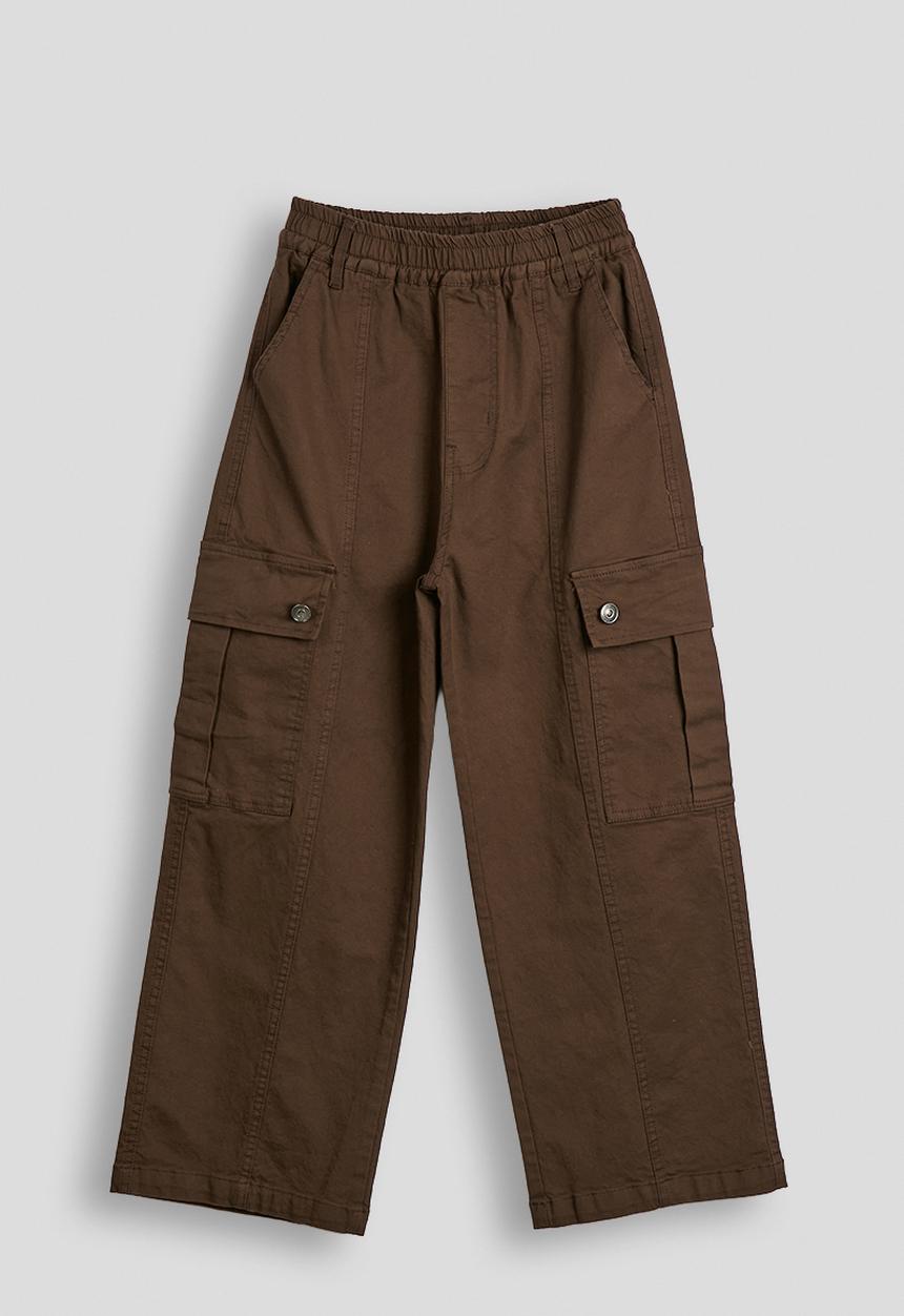 Pop Candy - Wide leg cargo pants - chocolate