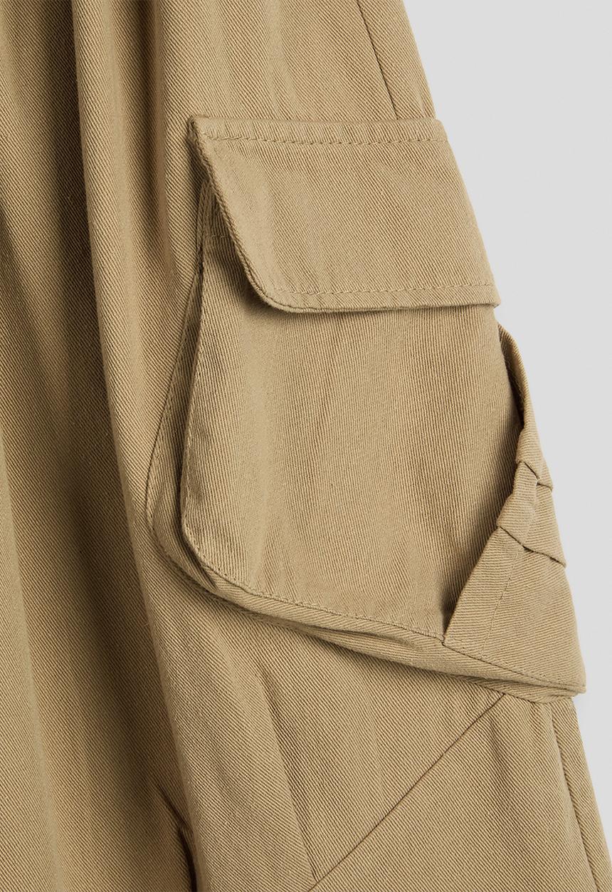Pop Candy - Drawstring hem cargo pants with large side pockets - light khaki
