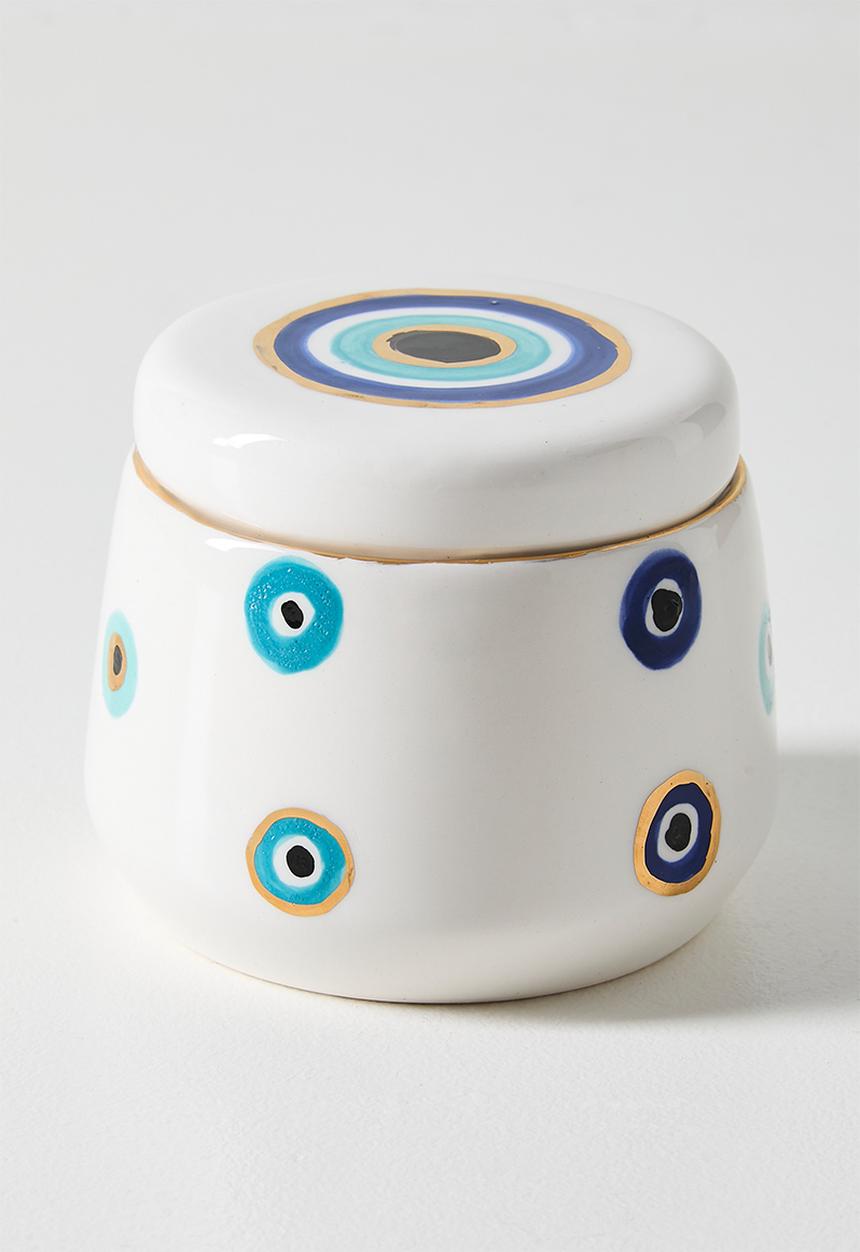 Urchin Art - Kiki Sugar Bowl Evil Eye - white