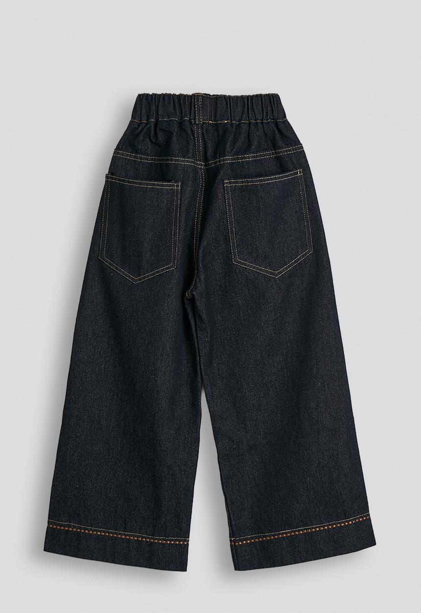 Pop Candy - Stitch detailed hem denim jeans - navy/copper