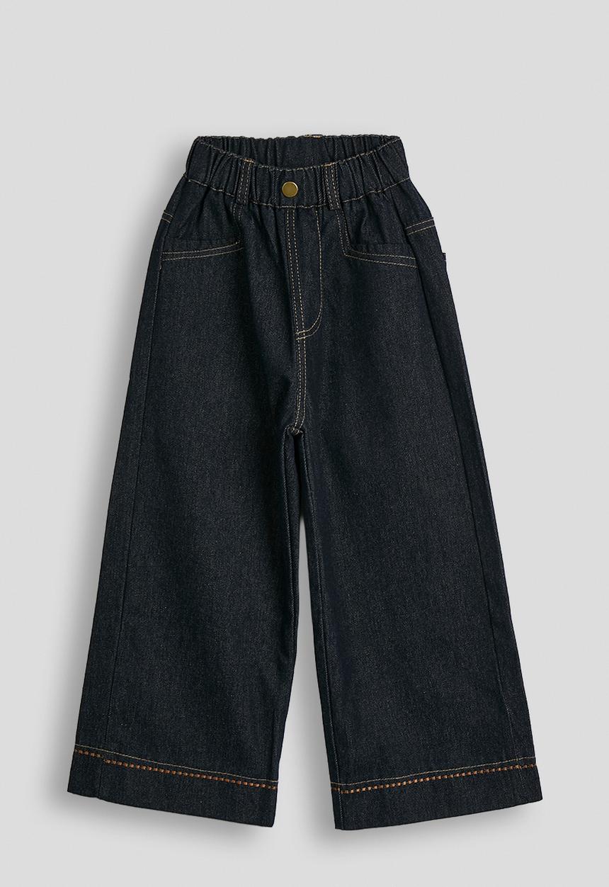 Pop Candy - Stitch detailed hem denim jeans - navy/copper