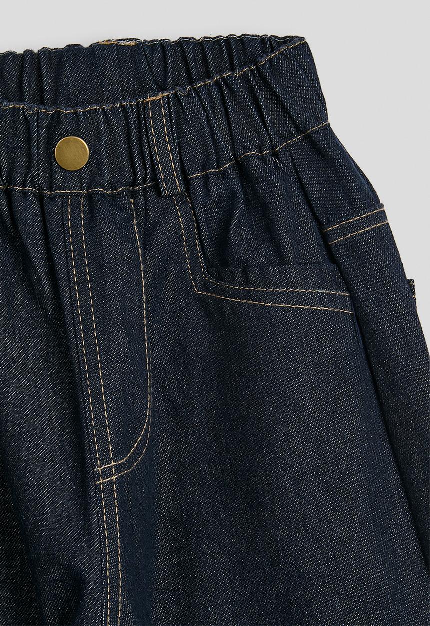 Pop Candy - Stitch detailed hem denim jeans - navy/copper