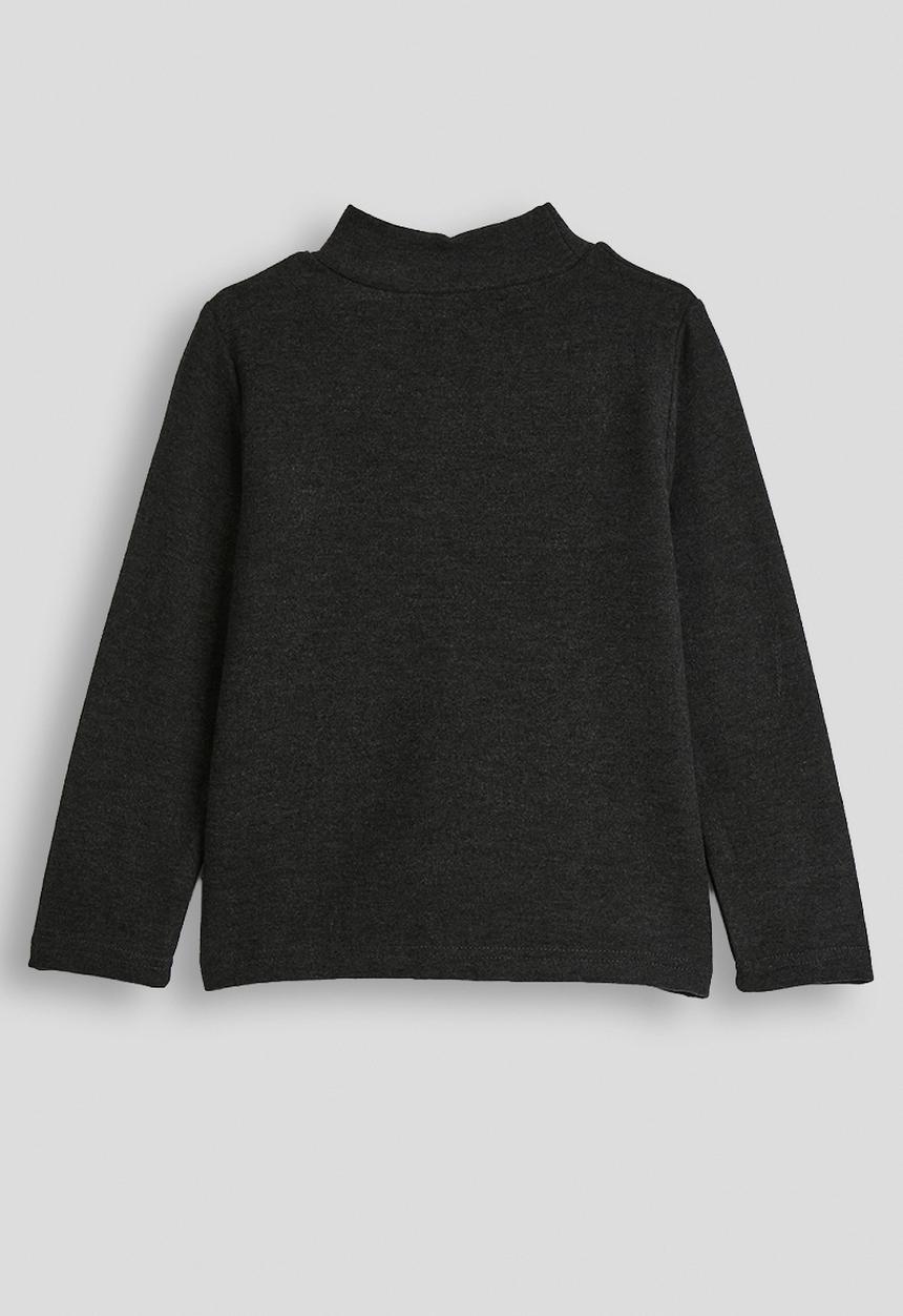 Pop Candy - Brushed cotton mock neck top - charcoal