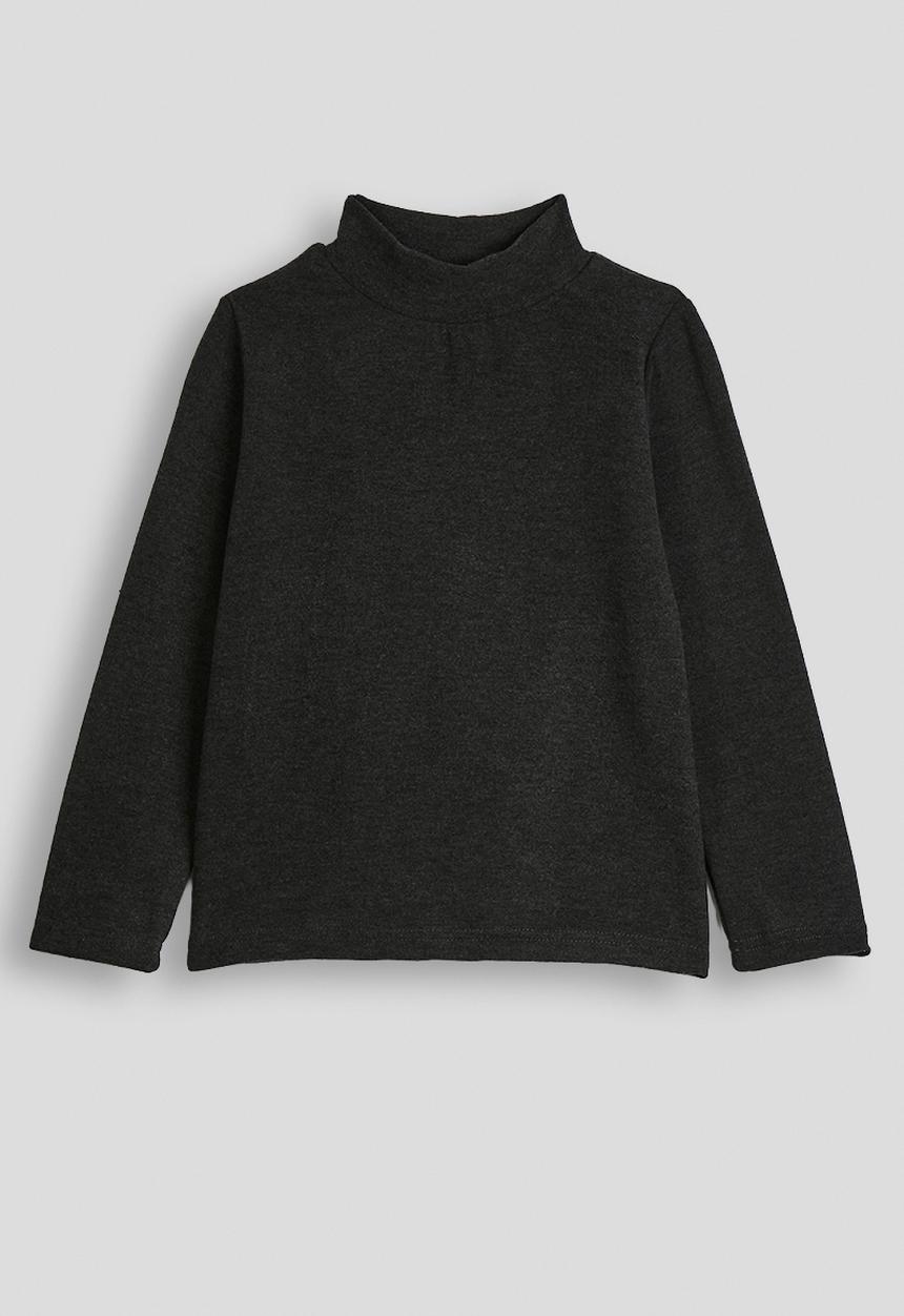Pop Candy - Brushed cotton mock neck top - charcoal