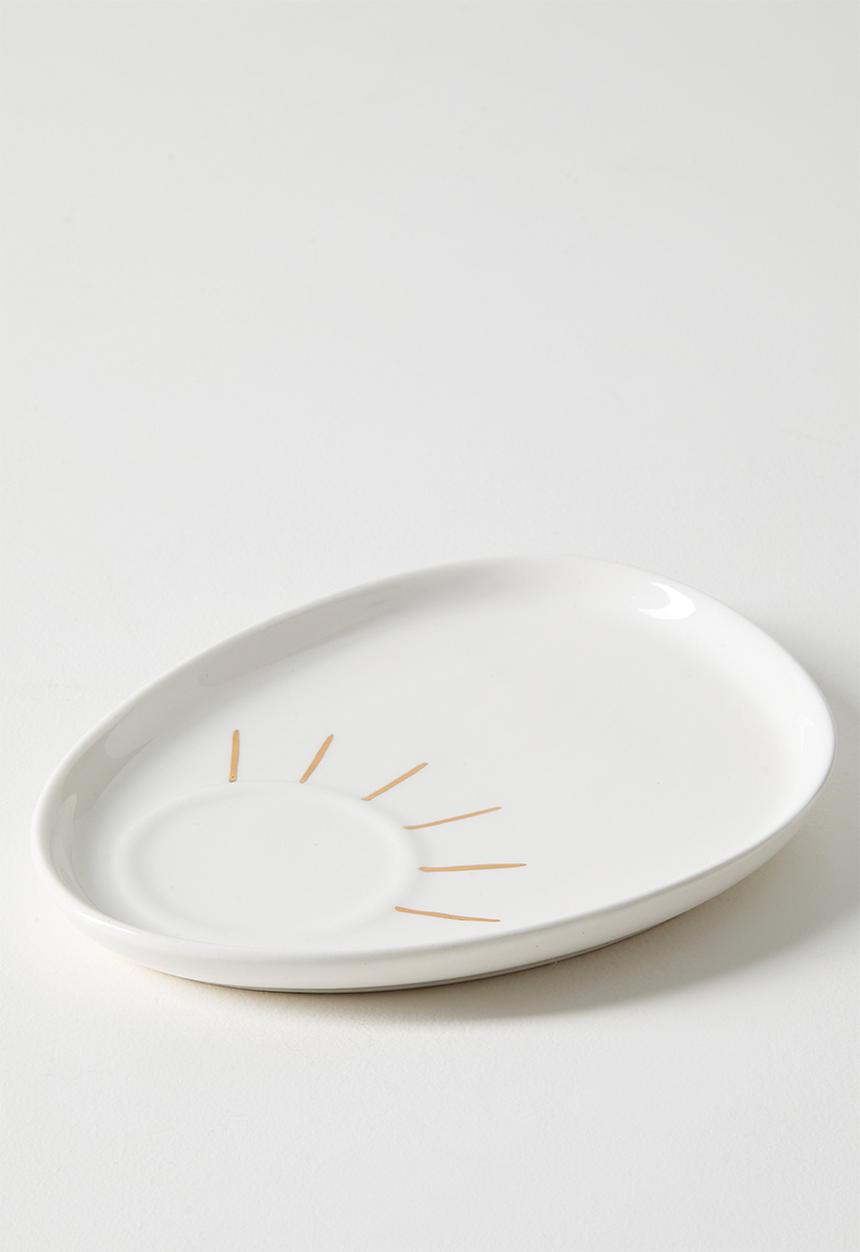 Urchin Art - Cup and Saucer Snack Evil Eye Set of 2 - white