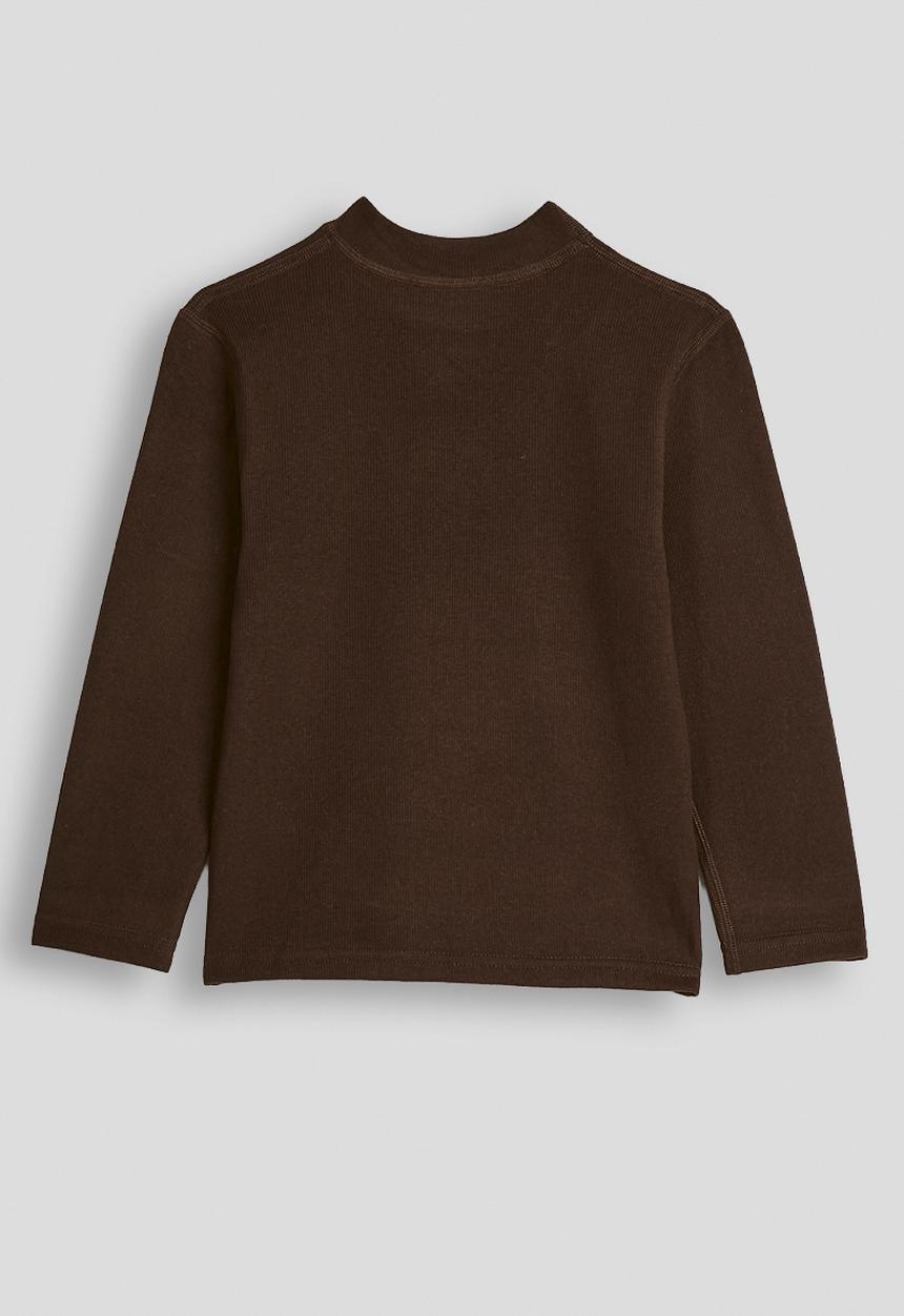 Pop Candy - Ribbed high neck top with applique mushroom - dark chocolate
