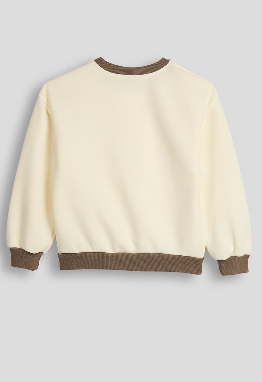 Pop Candy - Ribbed pocket sweatshirt - cream/coffee