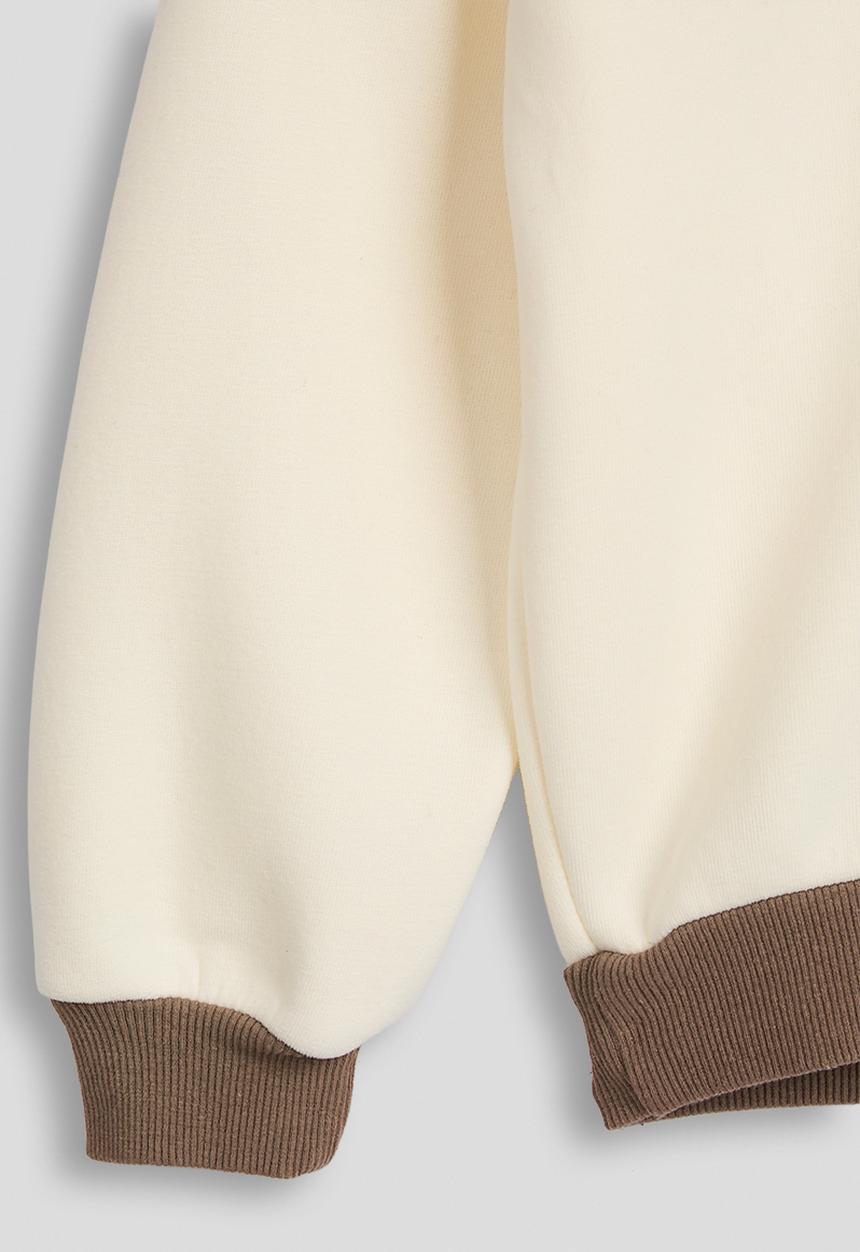 Pop Candy - Ribbed pocket sweatshirt - cream/coffee