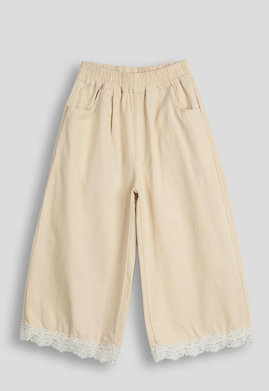 Pop Candy - Lace hem co-ord pants - beige