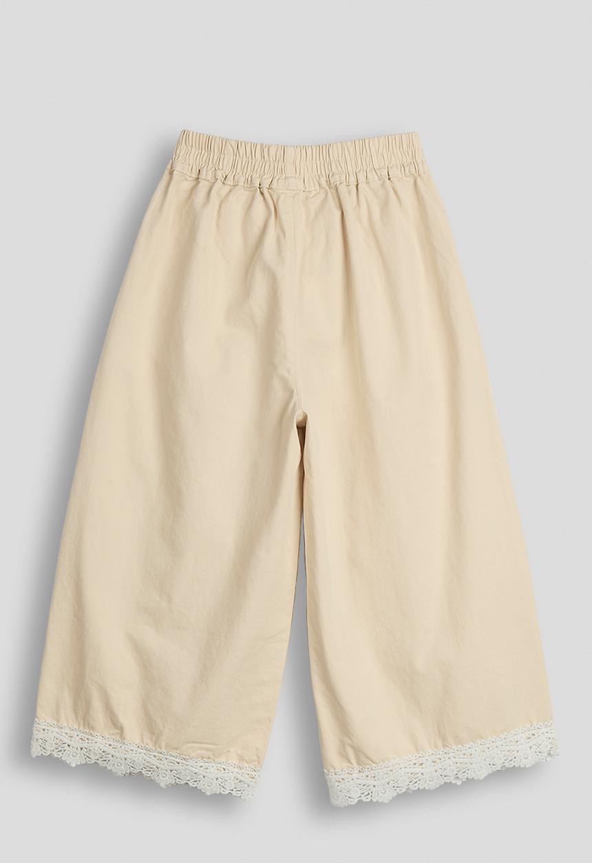 Pop Candy - Lace hem co-ord pants - beige