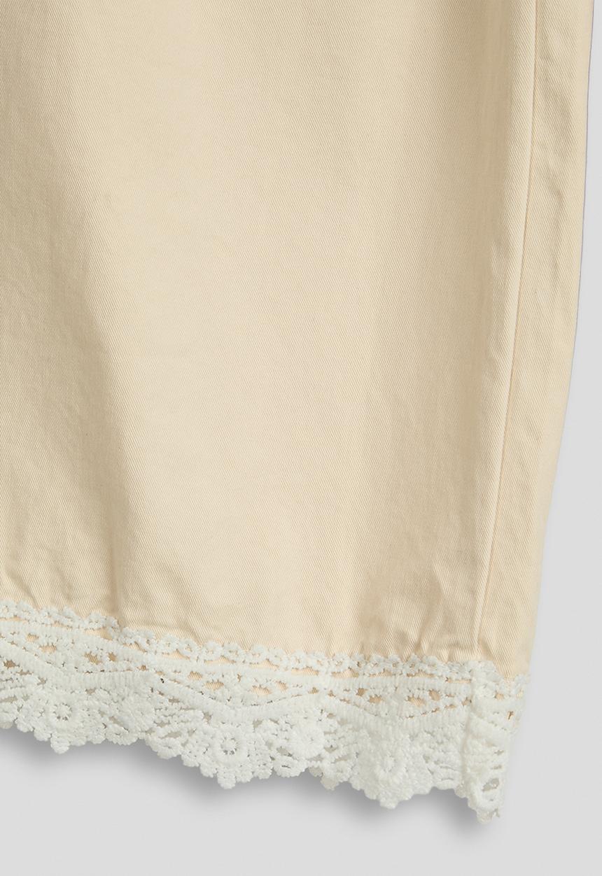 Pop Candy - Lace hem co-ord pants - beige