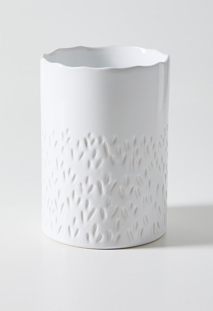 Urchin Art - Cylinder Vase - White