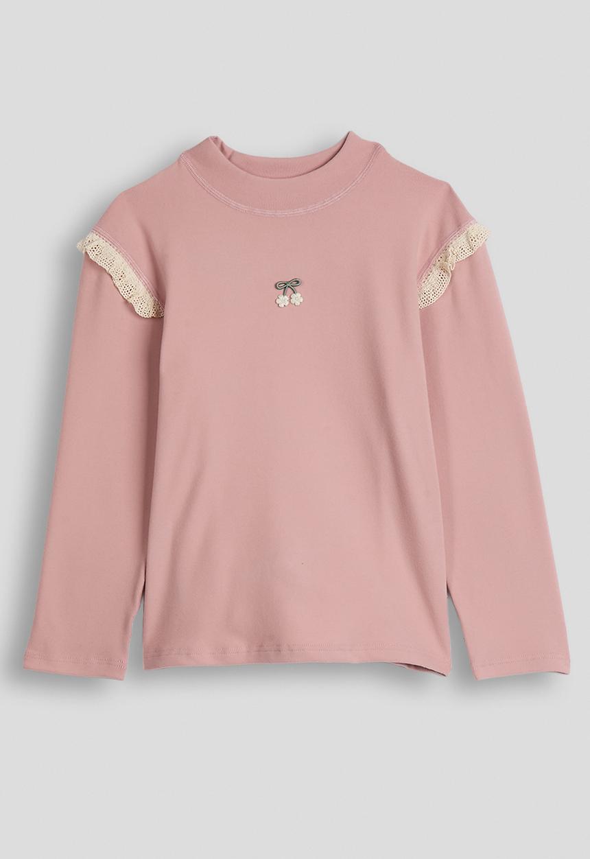 Pop Candy - Crochet ruffle top with embroidered bow - pink