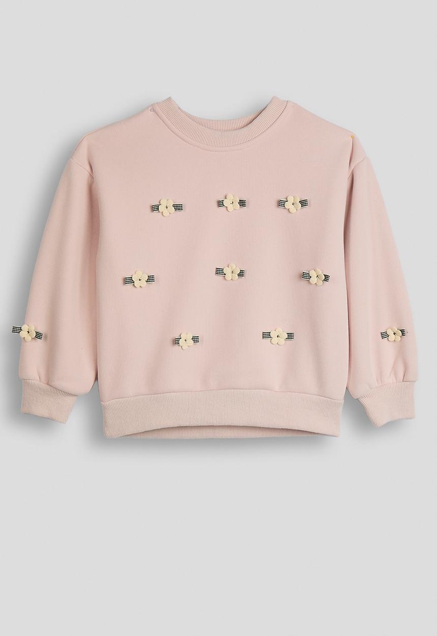 Pop Candy - Floral applique sweatshirt - dusty light pink