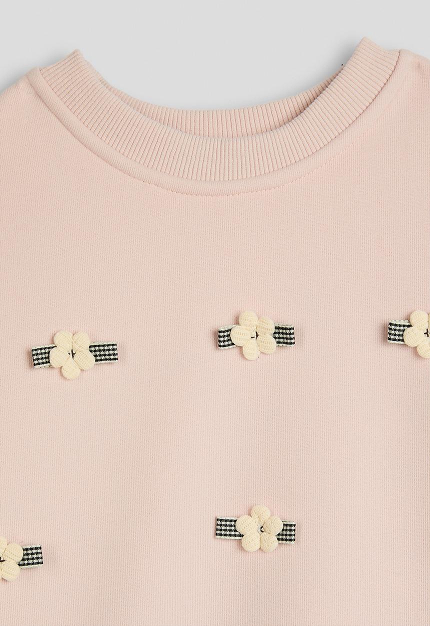Pop Candy - Floral applique sweatshirt - dusty light pink