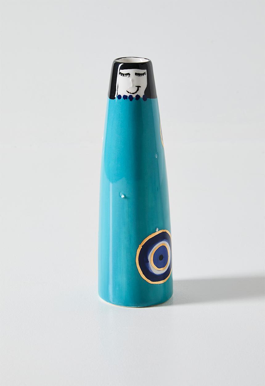 Urchin Art - Mini Figurine Vase Evil Eye - Light Blue