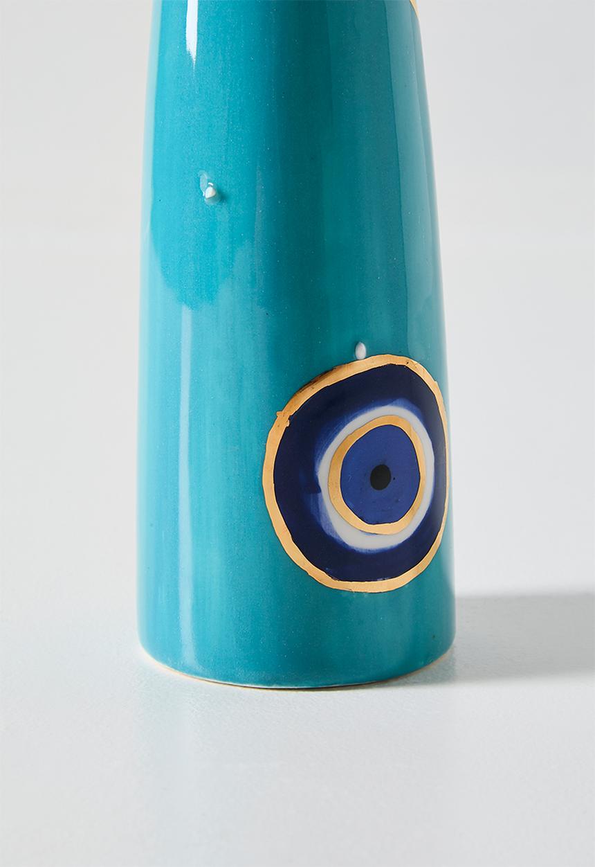 Urchin Art - Mini Figurine Vase Evil Eye - Light Blue