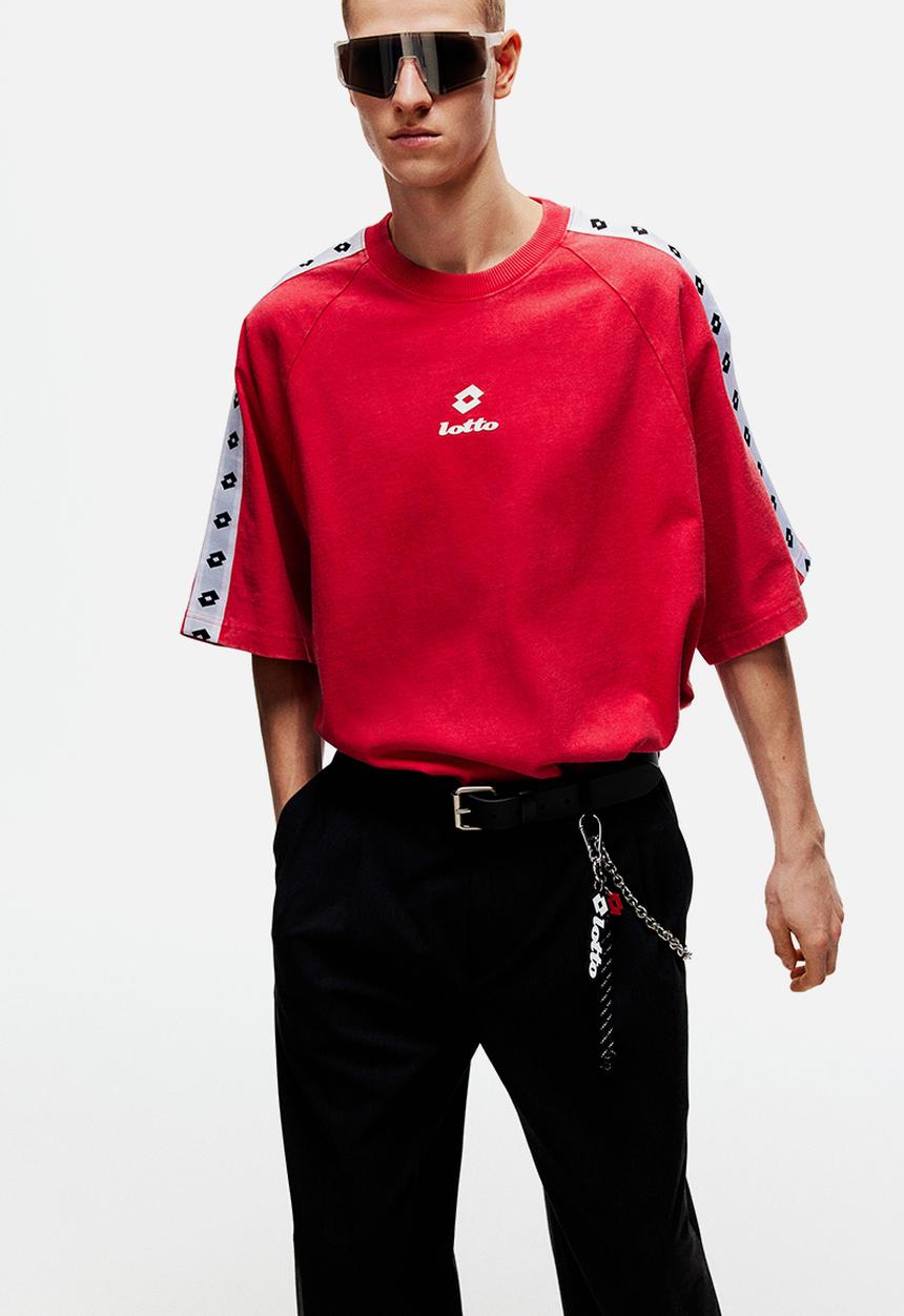 H&M - Lotto H&M: Oversized fit cotton T-shirt - red/lotto