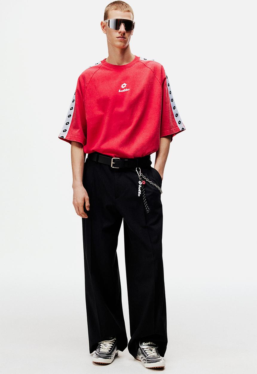 H&M - Lotto H&M: Oversized fit cotton T-shirt - red/lotto