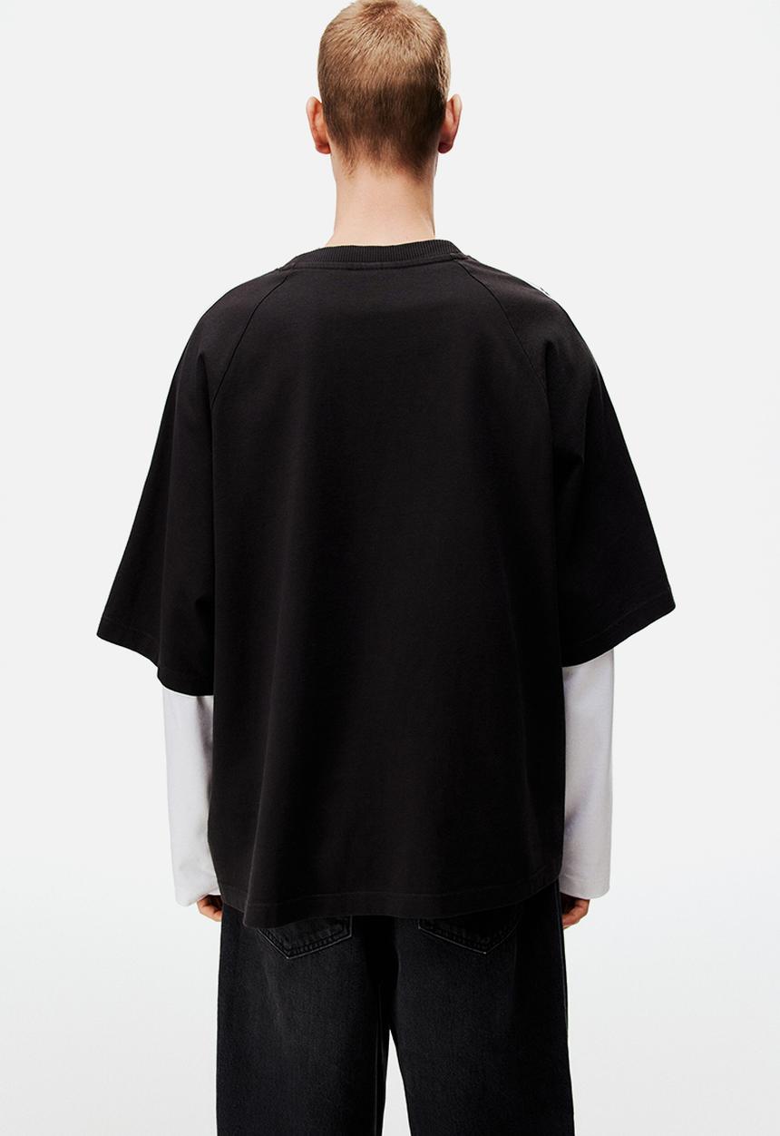 H&M - Lotto H&M: Oversized fit cotton T-shirt - black/lotto