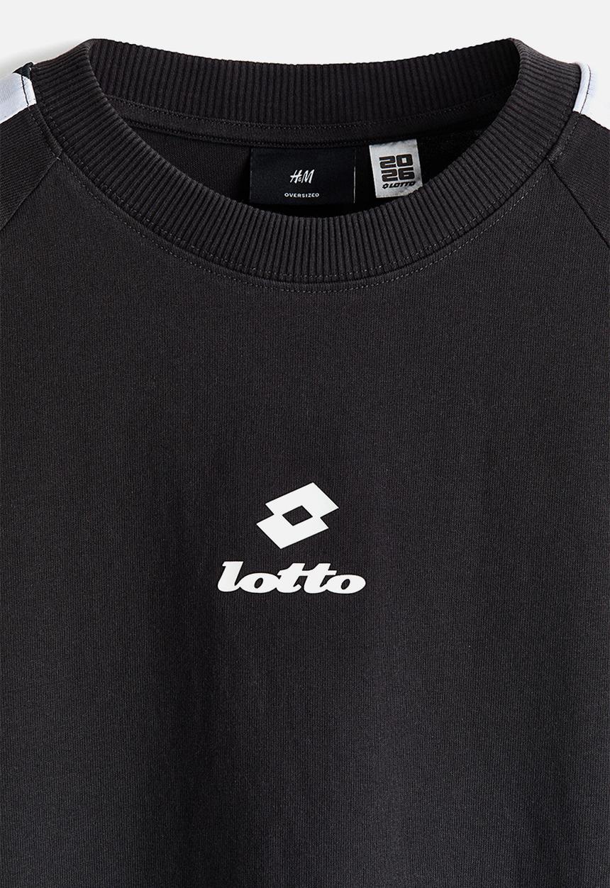 H&M - Lotto H&M: Oversized fit cotton T-shirt - black/lotto