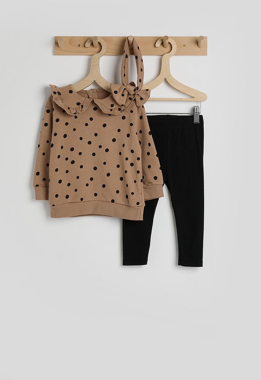 Pop Candy - Polka dot sweatshirt with leggings & headband - laser brown/black