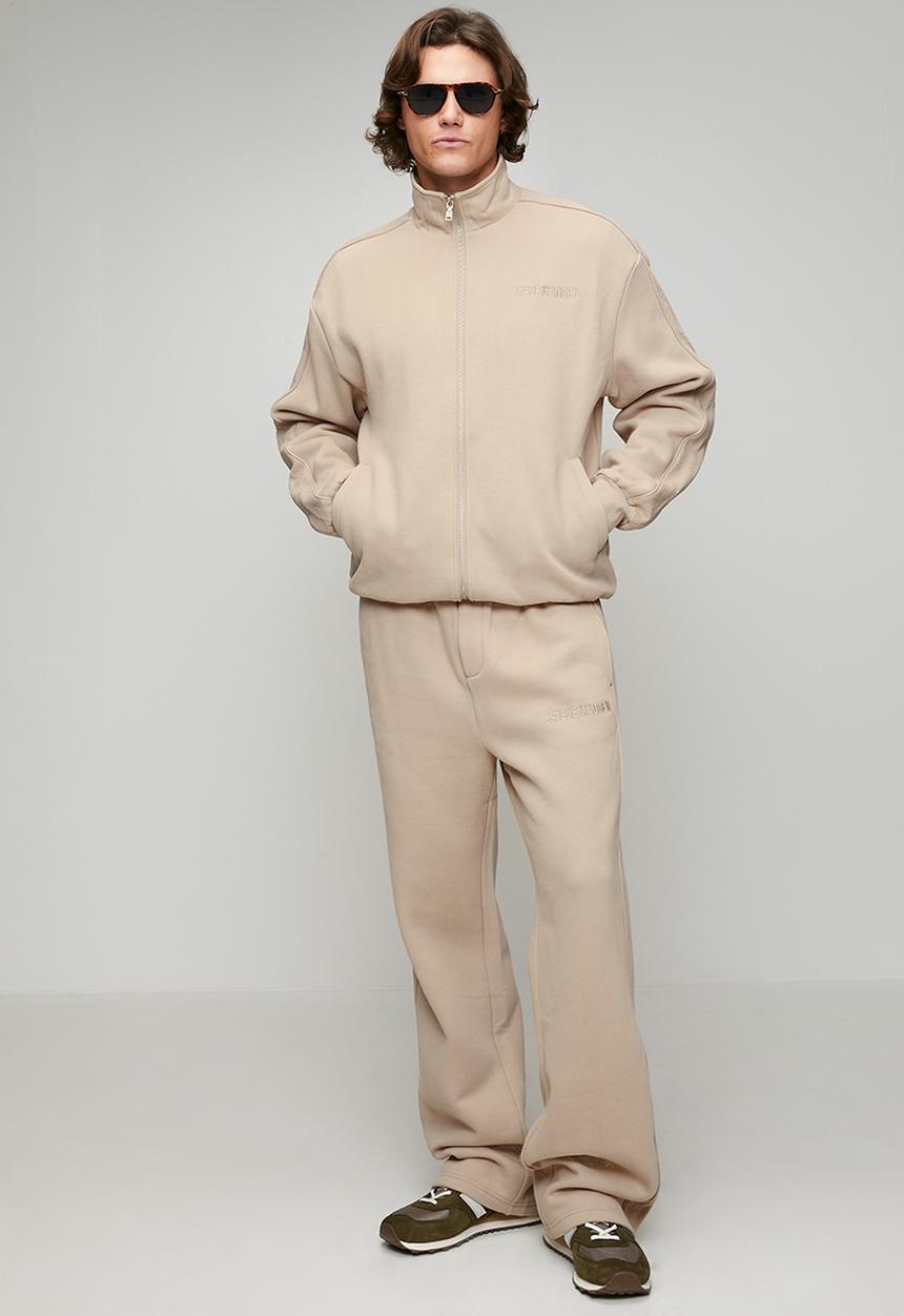 Steve Madden - Mens Dash Embossed Track Top - Neutral/ Stone