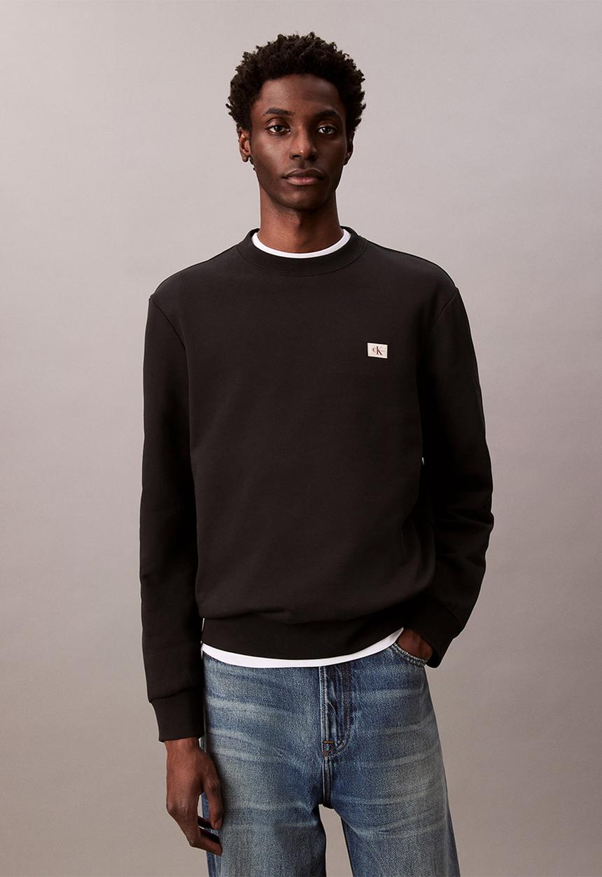 Calvin Klein - Ls 350Terry Eu Whsl Badge Crewneck - Black