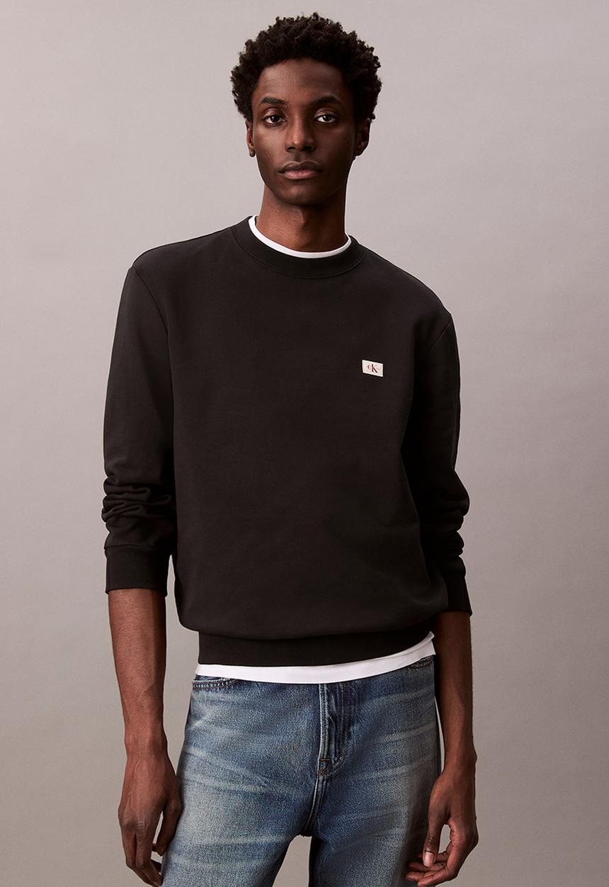 Calvin Klein - Ls 350Terry Eu Whsl Badge Crewneck - Black