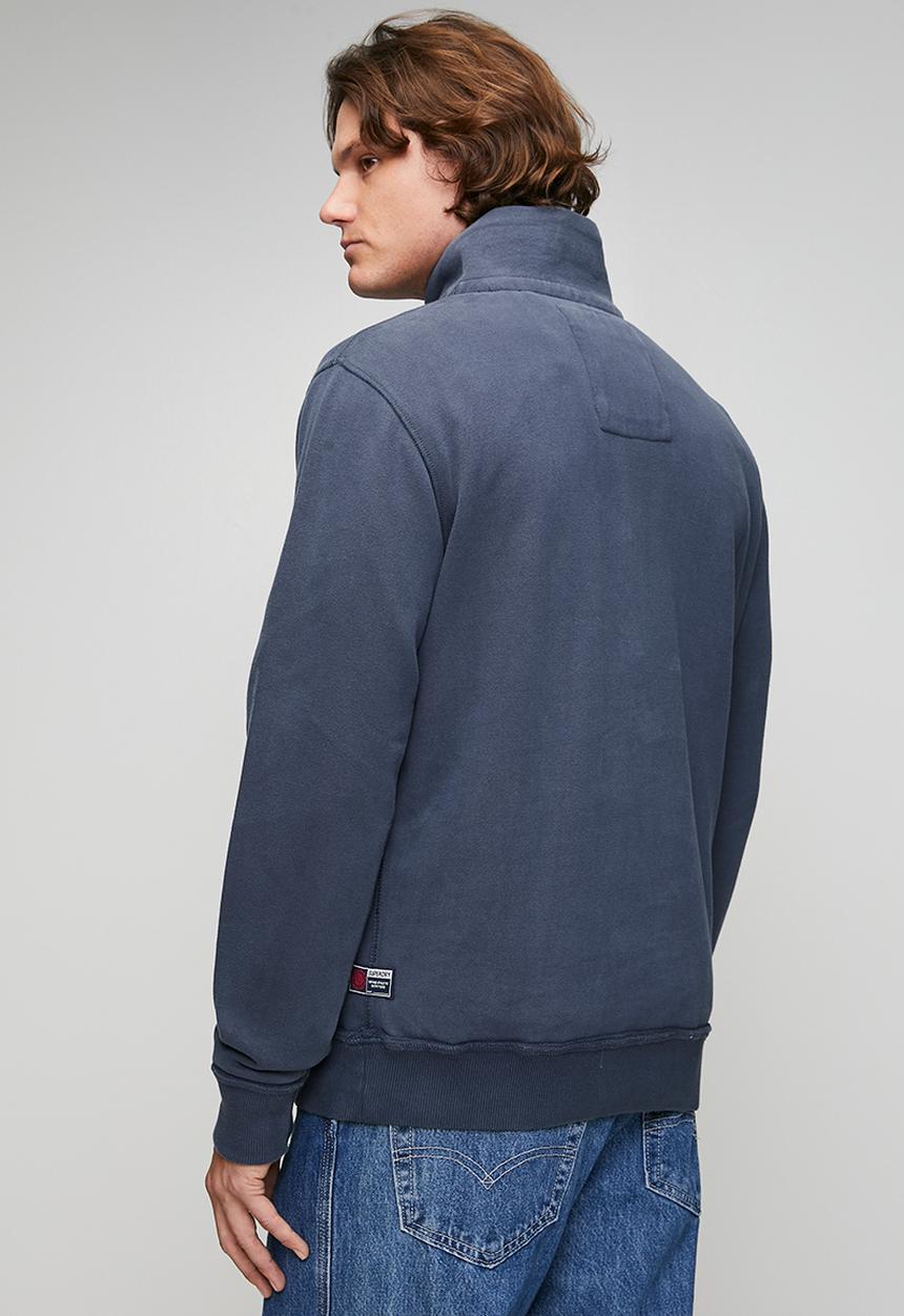 Superdry. - Vintage Athletic Zip Henley - Lauren Navy