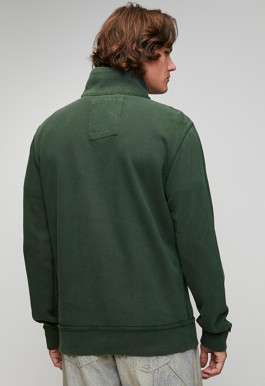 Superdry. - Vintage Athletic Zip Henley - Eagle Green