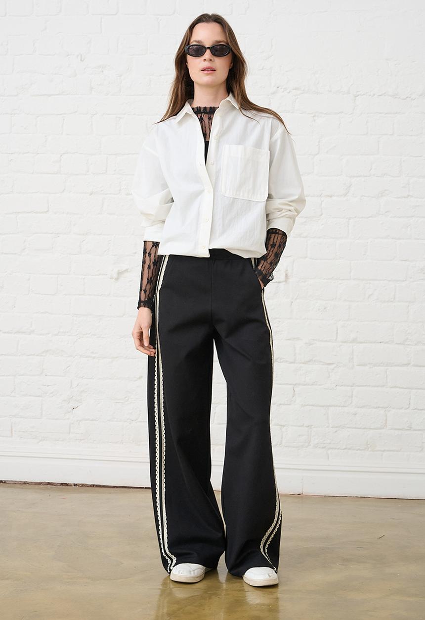 Me&B - Contrast Ponti Pant - Black