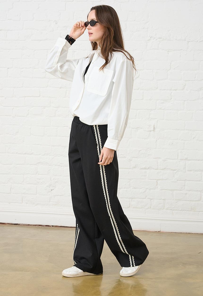 Me&B - Contrast Ponti Pant - Black