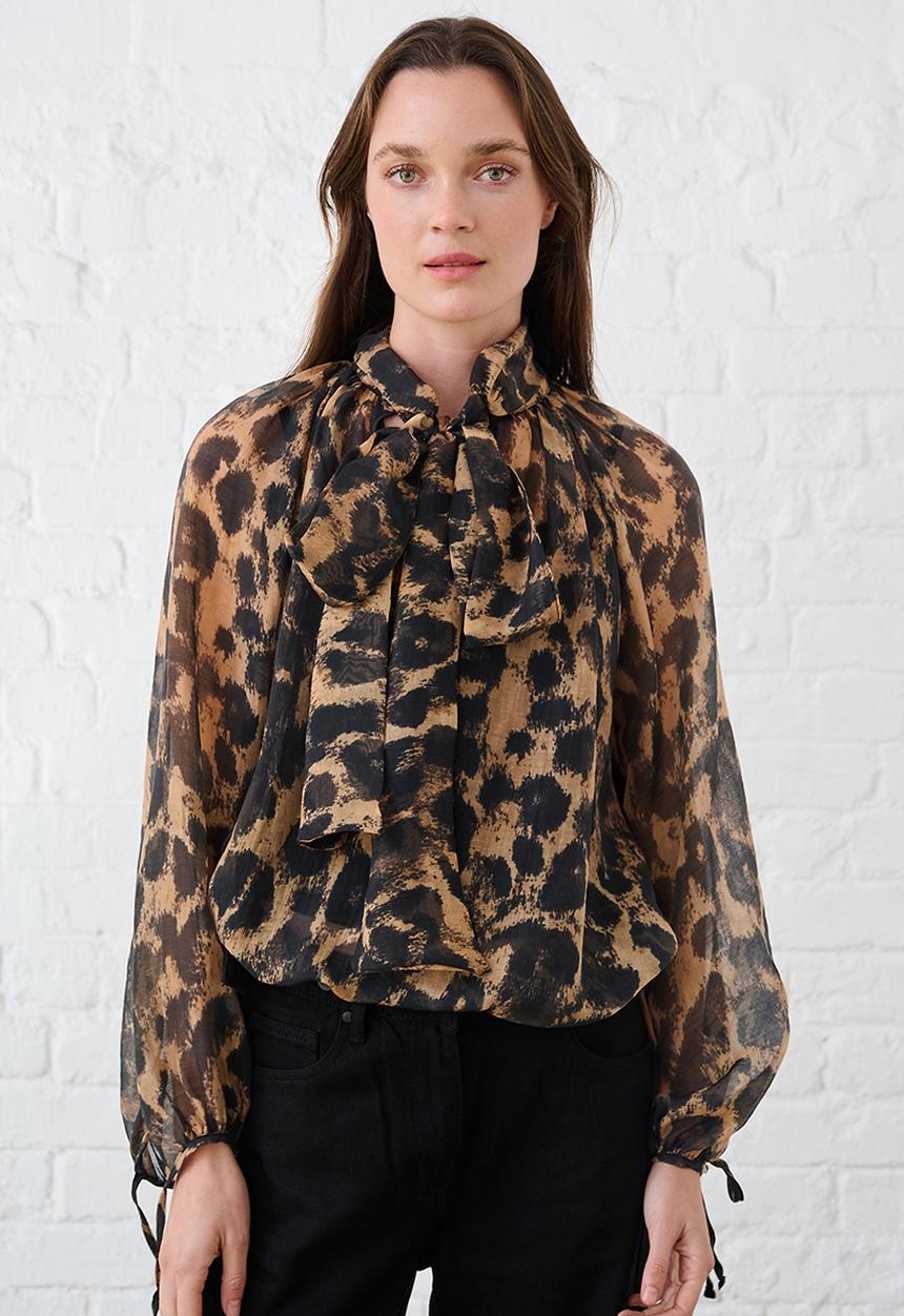 Me&B - Blouse in Animal Voile - Animal Print