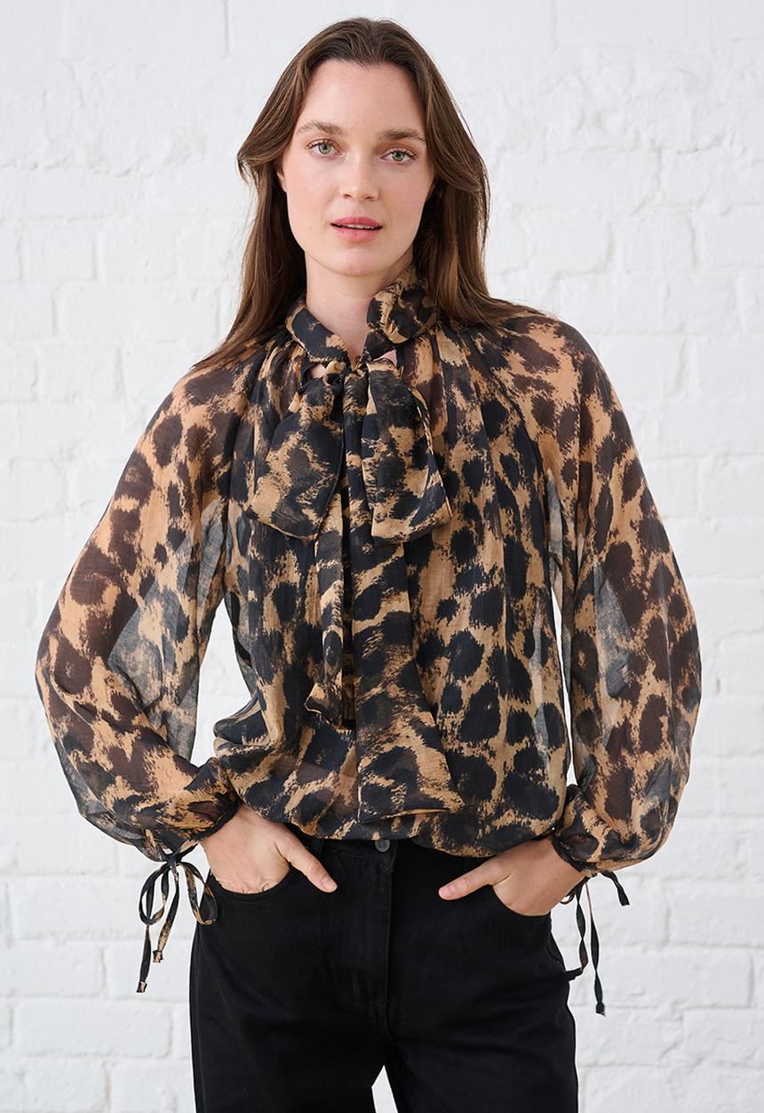 Me&B - Blouse in Animal Voile - Animal Print