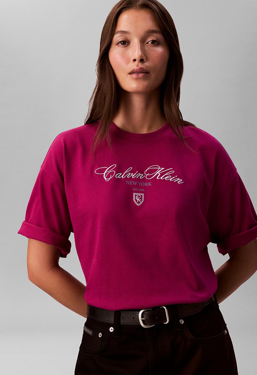 Calvin Klein - Ss oversize ck ny tee - fruity sangria
