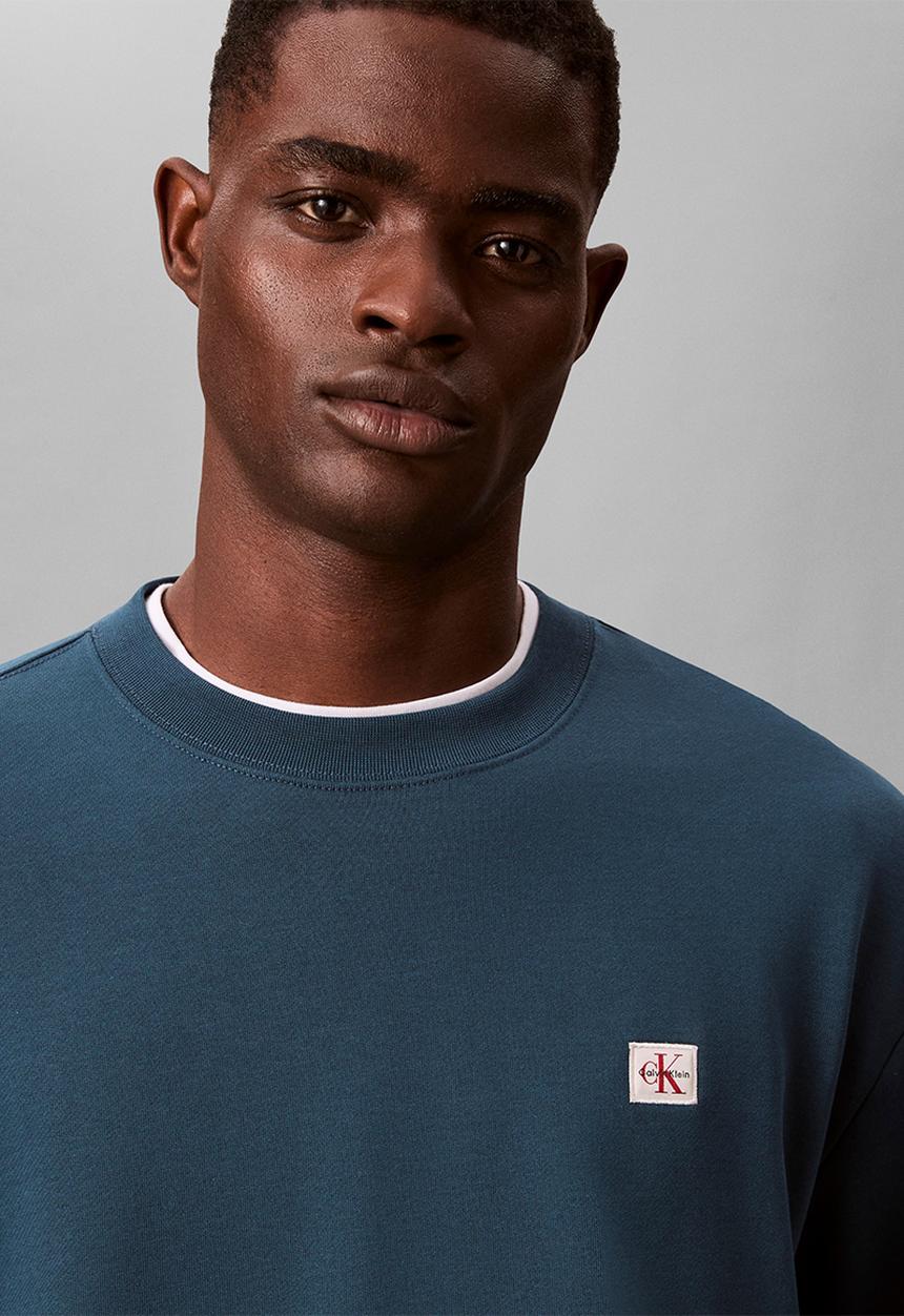 Calvin Klein - Ls 350Terry Eu Whsl Badge Crewneck - Navy Teal