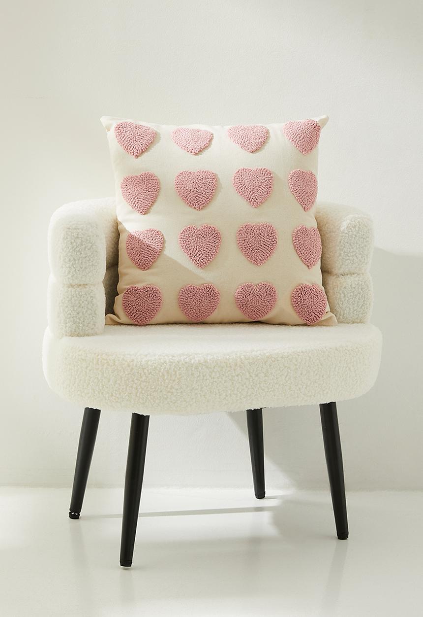 Pop Candy - Tufted heart all-over cushion cover - alabaster/pink