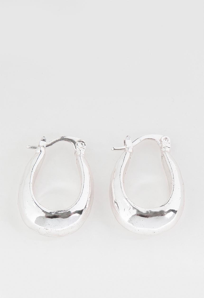 Rubi - Mid hoop earring- silver plated molten hoop