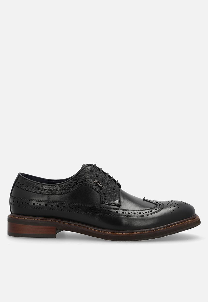 Wingcap Brogue Gibson Lace Up- Black