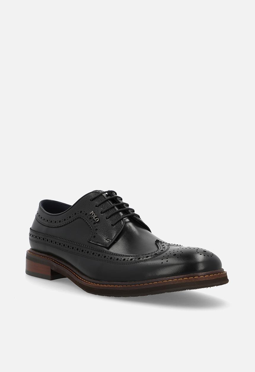 POLO - Wingcap Brogue Gibson Lace Up - Black leather