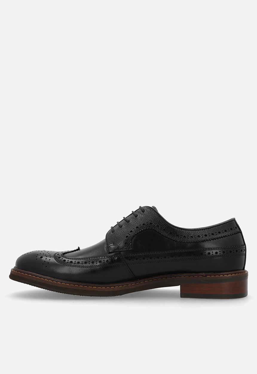 POLO - Wingcap Brogue Gibson Lace Up - Black leather