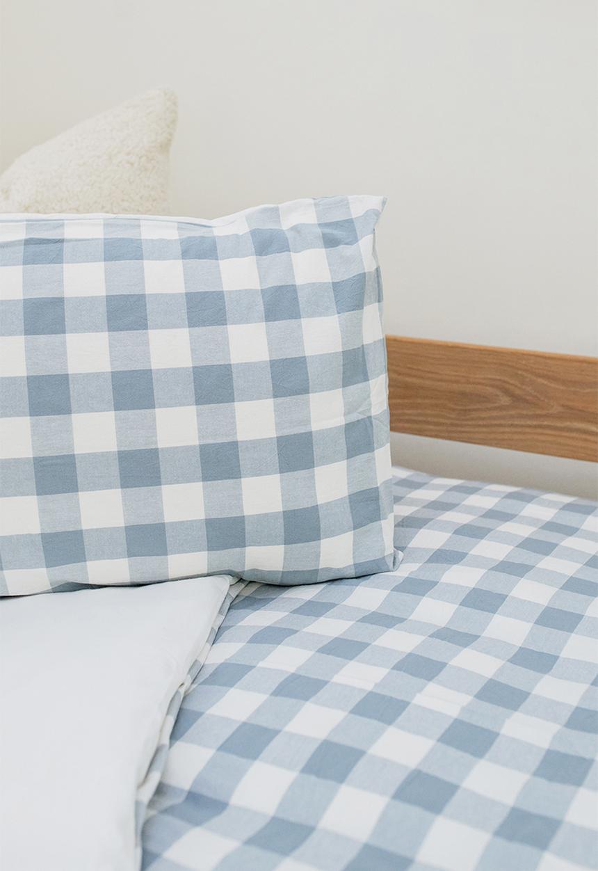 Phlo Studio - Check Washed Cotton Duvet Set - Blue