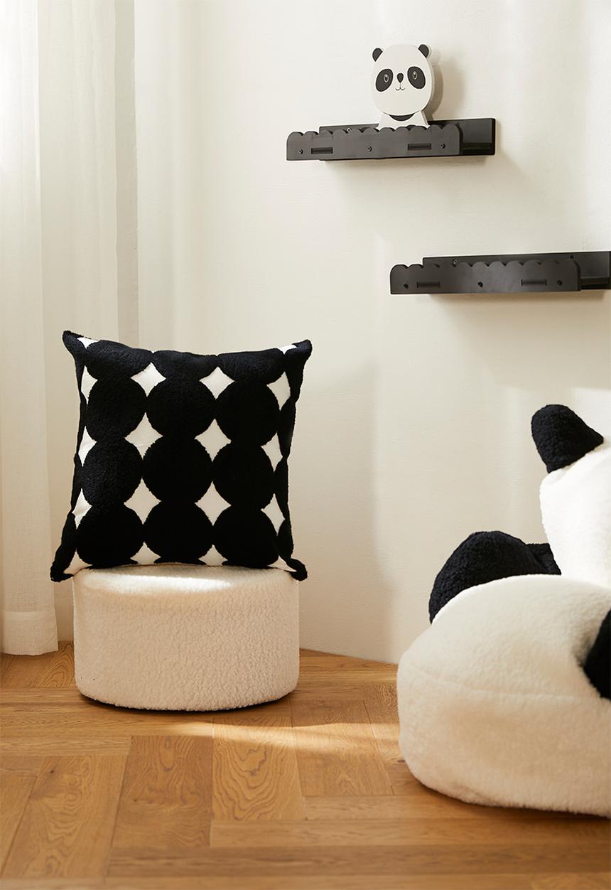 Pop Candy - Tufted geometric polka dot cushion cover - black/white